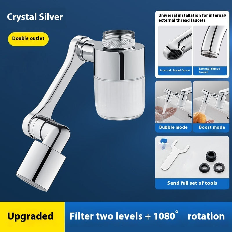 1080° Rotating Faucet Extender with Built-In Water Filter